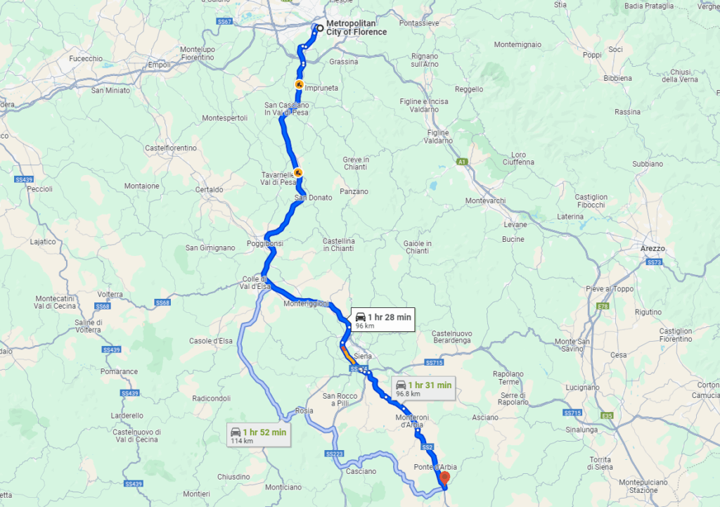 Florence to Buonconvento road