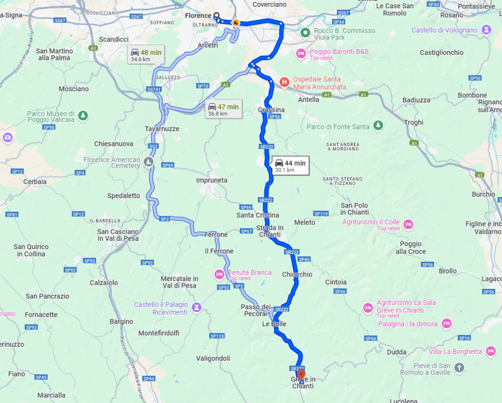 Florence to Chianti road