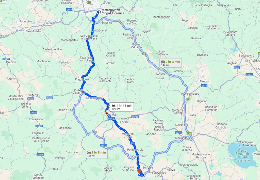 Florence to Montalcino road