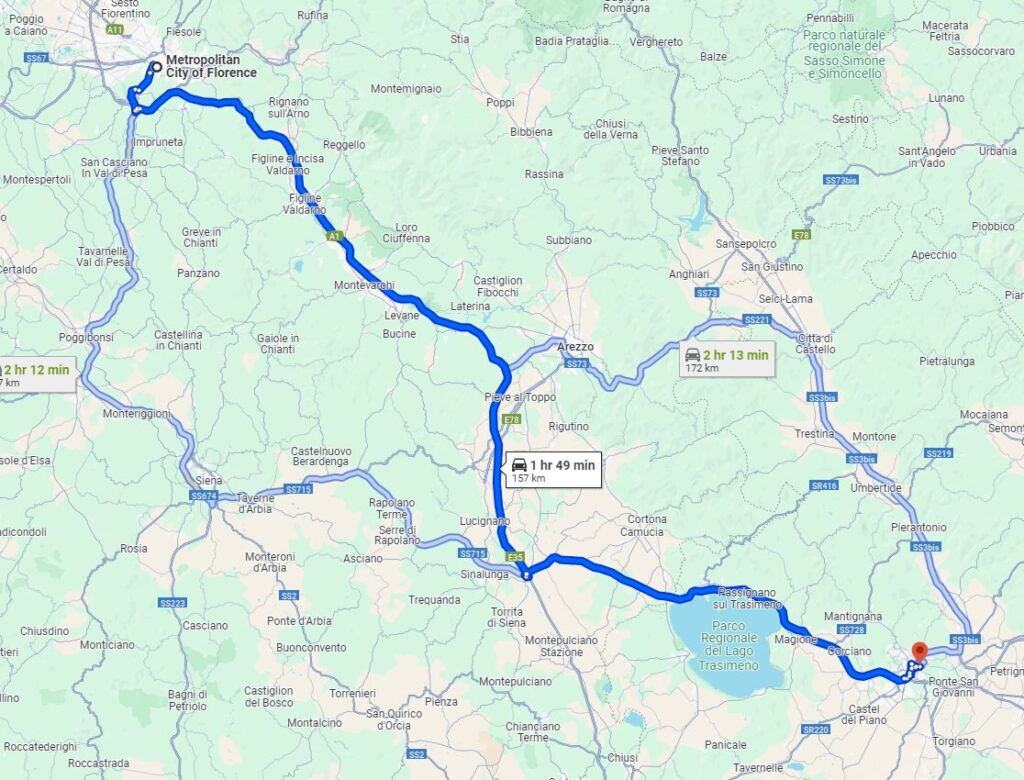 Florence to Perugia road