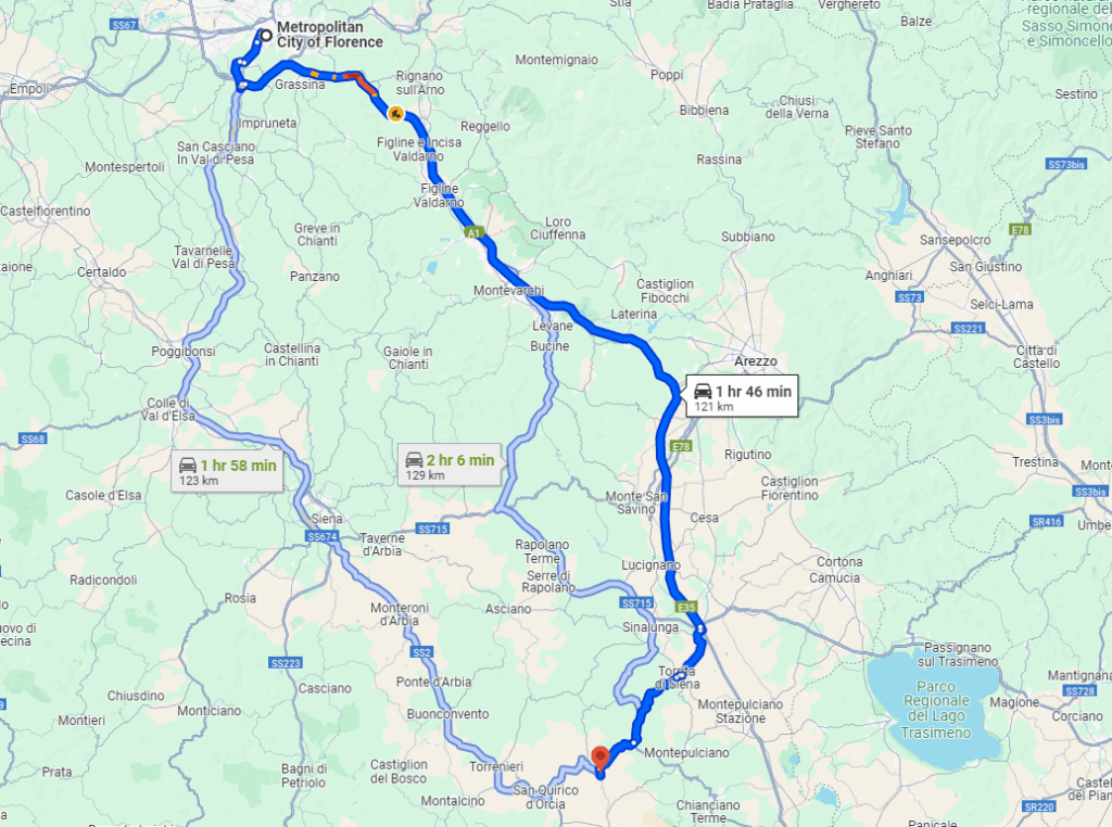 Florence to Pienza road Florence to Pienza road