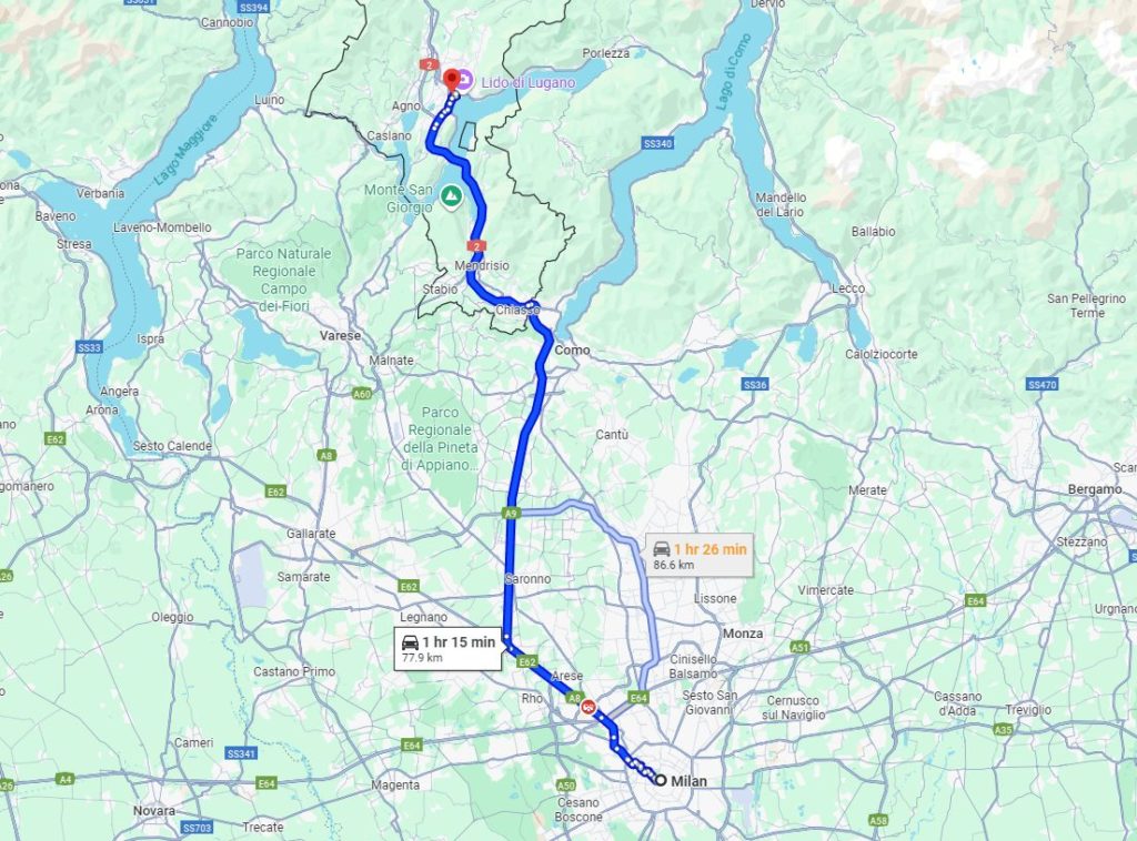 Milan to Lugano Road Milan to Lugano Road